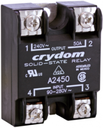 Solid state relay, 280 VAC, zero voltage switching, 90-280 VAC, 50 A, PCB mounting, A2450PG