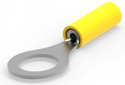 Insulated ring cable lug, 0.12-0.40 mm², AWG 26 to 22, 4.82 mm, yellow