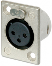 XLR panel socket, 3 pole, silver-plated, metal, NC3FP-1