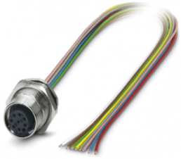 Sensor actuator cable, M12-flange socket, straight to open end, 8 pole, 0.5 m, 2 A, 1542732