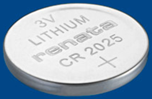 Lithium-button cell, CR2025, 3 V, 165 mAh