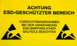 Warning sign, ESD logo with warning notice, (L x W) 300 x 500 mm, vinyl, C-191 762
