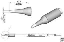 Soldering tip, conical, Ø 1 mm, (L) 10.5 mm, C245903