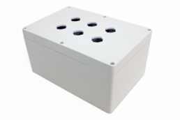 Polycarbonate push button enclosure, (L x W x H) 240 x 160 x 120 mm, light gray (RAL 7035), IP66, 1554MPB6B