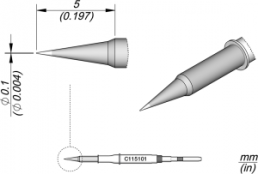 Soldering tip, Round, Ø 0.1 mm, (L) 5 mm, C115101