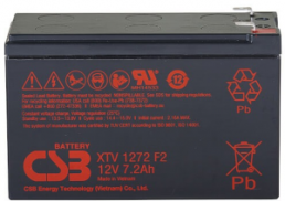 Lead-battery, 12 V, 7.2 Ah, 151 x 65 x 99 mm, faston plug 6.35 mm