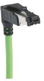 System cable, RJ45 plug, angled to open end, Cat 5, PVC, 5 m, green