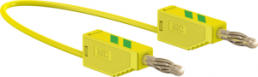 Measuring lead with (4 mm plug, spring-loaded, straight) to (4 mm plug, spring-loaded, straight), 1 m, green/yellow, PVC, 1.0 mm², CAT O