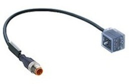 Sensor actuator cable, M12-cable plug, straight to valve connector, 3 pole, 2 m, PUR, black, 4 A, 11989