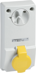 CEE surface-mounted socket, 5 pole, 32 A/100-130 V, yellow, 4 h, IP44, 82041