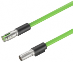 Sensor actuator cable, M12-cable socket, straight to M12-cable socket, straight, 8 pole, 70 m, PUR, green, 0.5 A, 2503807000