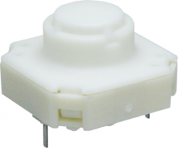 Short-stroke pushbutton, 1 Form A (N/O), 250 mA/35 V AC/DC, unlit , actuator (white, L 4.9 mm), 2.9 N, THT