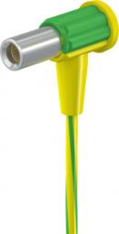 POAG connection cable with (POAG socket, spring-loaded, angled) to (open end), 1 m, green/yellow, PVC, 6.0 mm²