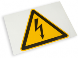 Warning sign, symbol: lightning, (L x W) 37 x 74 mm, PVC, 1768020-3