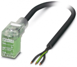 Sensor actuator cable, valve connector DIN shape C to open end, 3 pole, 10 m, PUR, black, 1 A, 1401465