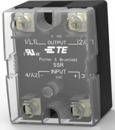 Solid state relay, 90-280 VAC, zero voltage switching, 24-280 VAC, 50 A, screw mounting, 1393030-5
