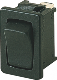Rocker switch, black, 1 pole, (On)-Off-(On), changeover switch (1 pole), 6 (2) A/250 VAC, IP40, unlit, unprinted