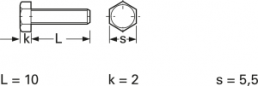 Hexagon head screw, external hexagon, M3, 10 mm, polyamide, DIN 933/ISO 4017