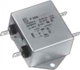 RFI filter, 50 to 60 Hz, 16 A, 110/250 VAC, 1 mH, faston plug 6.3 mm, F033-016/500