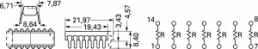 Resistor network, DIP-14, 1.5 kΩ, 0.25 W, ±2 %, 7 resistors, 4114R-1-152LF