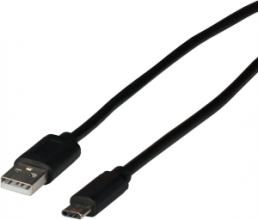 USB 2.0 connection cable, USB plug type C to USB plug type A, 0.5 m, black