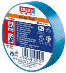Insulation tape, 19 x 0.15 mm, PVC, blue, 25 m, 4042448434555