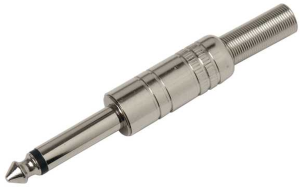 6.35 mm jack plug, 2 pole (mono), solder connection, metal, 1107008