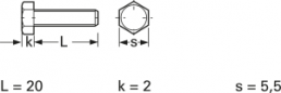 Hexagon head screw, external hexagon, M3, 20 mm, polyamide, DIN 933/ISO 4017
