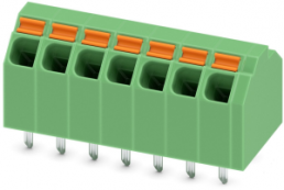PCB terminal, 7 pole, pitch 3.81 mm, AWG 26-14, 9 A, spring-clamp connection, green, 1743184