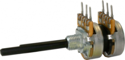 Conductive plastic dual potentiometer, 10 kΩ, 0.25 W, linear, solder pin, 2GPC16BU 4MM F22 10K LIN