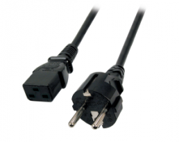 Power cord, Europe, plug type E + F, straight on C13 jack, straight, black, 1.8 m