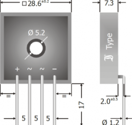 Diotec bridge rectifier, 560 V, 35 A, flat bridge, KBPC3508I