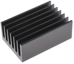 Extruded heatsink, 75 x 112 x 67.5 mm, 1.4 to 0.5 K/W, black anodized