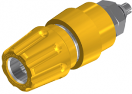 Pole terminal, 4 mm, yellow, 30 VAC/60 VDC, 63 A, solder connection, nickel-plated, PKNI 10 B GE