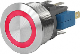 Pushbutton, 1 pole, silver, illuminated  (green), 10 A/250 V, mounting Ø 19 mm, 19.1 mm, IP67, 3-108-947