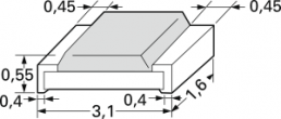 Resistor, thick film, SMD 1206 (3216), 0 Ω, 0.25 W, ±5 %, RC1206JR-070RL