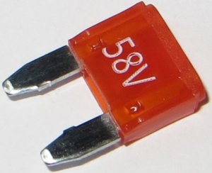 Automotive flat fuse, 5 A, 58 V, orange, (L x W x H) 10.9 x 3.8 x 16 mm, 341124-58V