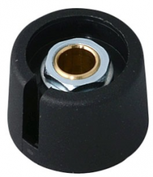 Rotary knob, 6 mm, plastic, black, Ø 23 mm, H 16 mm, A3023069
