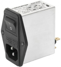 IEC plug C14, 50 to 60 Hz, 6 A, 250 VAC, 1.6 W, 800 µH, faston plug 6.3 mm, 4304.5084