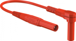 Measuring lead with (test probe, straight) to (4 mm plug, spring-loaded, angled), 1 m, red, silicone, 1.0 mm², CAT II