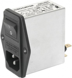 IEC plug C14, 50 to 60 Hz, 10 A, 250 VAC, 1.6 W, 300 µH, faston plug 6.3 mm, 4304.4025