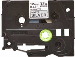 Labelling tape cartridge, 12 mm, tape silver, font black, 8 m, TZE-M931