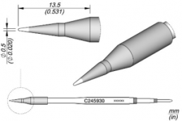 Soldering tip, conical, Ø 0.5 mm, (L) 13.5 mm, C245930